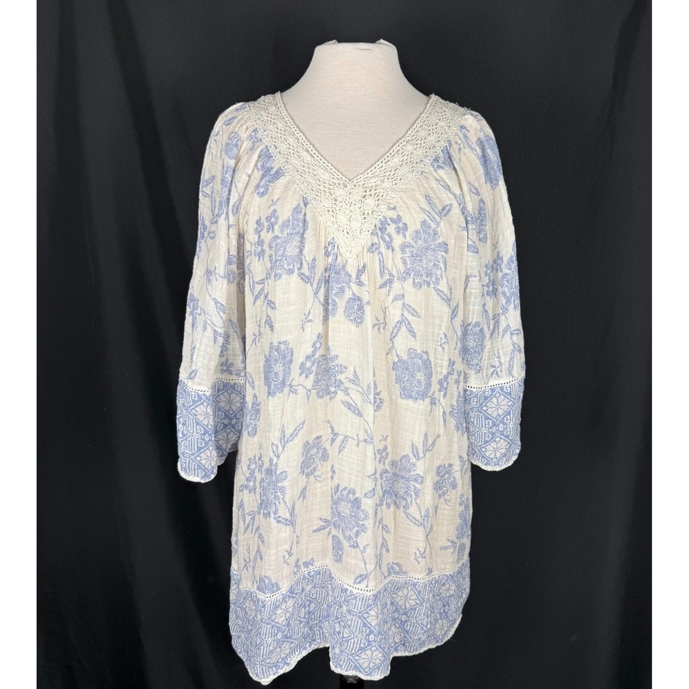 Aqua x Ava Phillippe Blue Floral Boho Coastal A-Line Dress Sz M Launched 2025